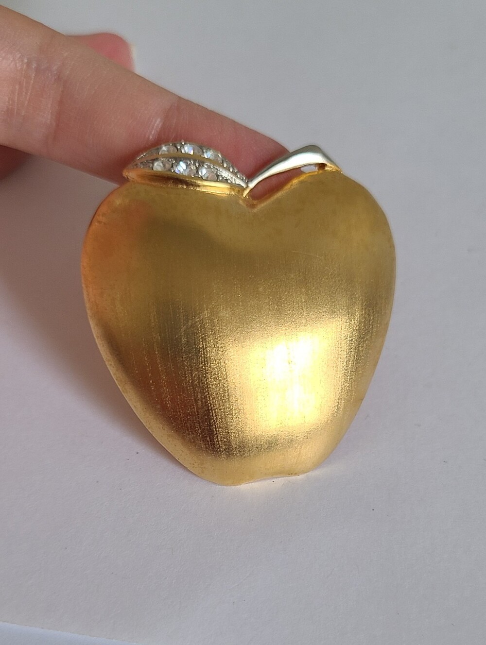 Vintage Butler Mid Century Maximalist Gold Rhinestone Apple Teacher Brooch Pin